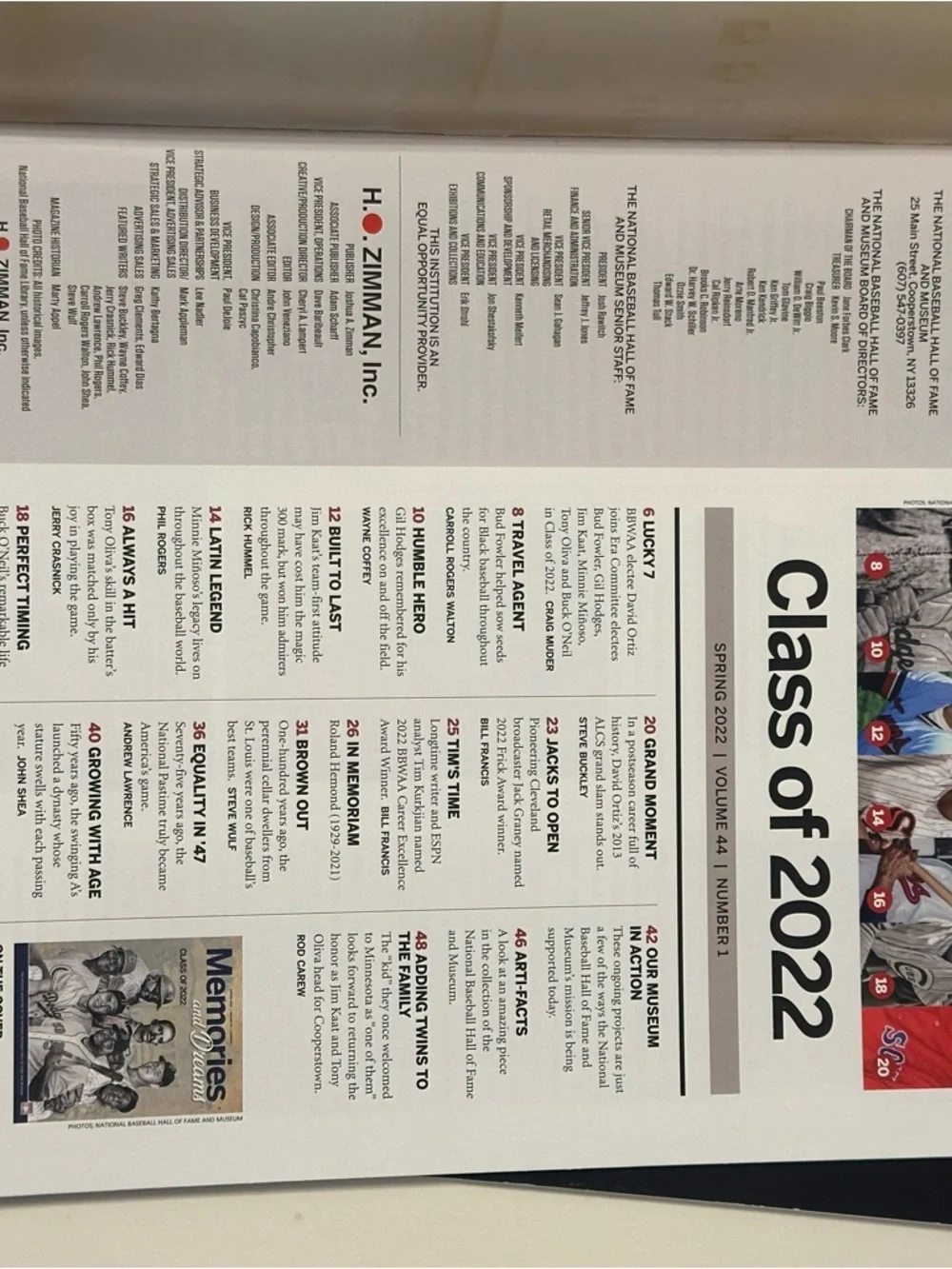Baseball Hall of Fame Memories and Dreams Magazine 2022 Season Full Set Lot Of 5